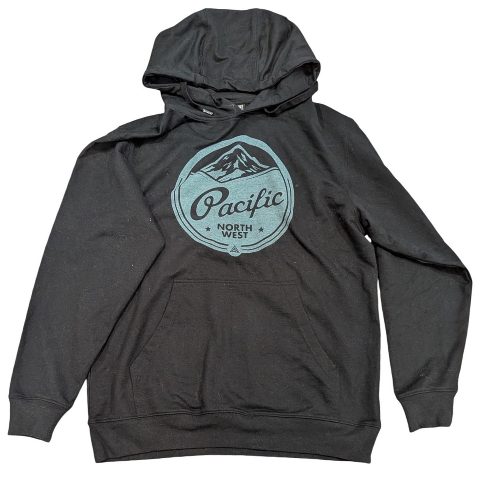 NWOT The Great PNW Pacific North West Hoodie Medium Black Teal Graphic Pullover